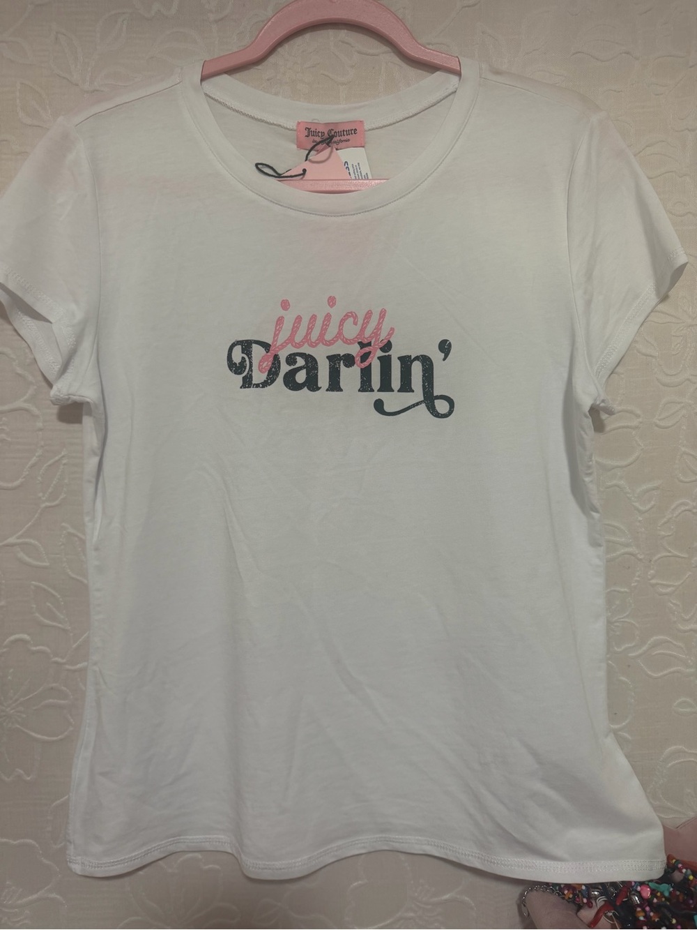 Juicy Couture "Juicy Darlin'" White Graphic Tee NWT sz L
